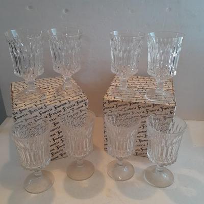 Eight Fostoria Monarch glasses in boxes