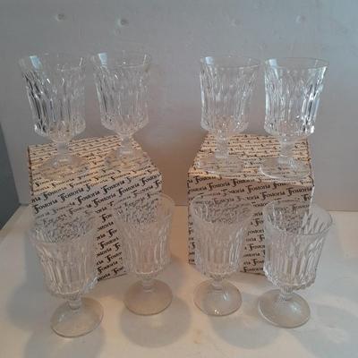 Eight Fostoria Monarch glasses in boxes