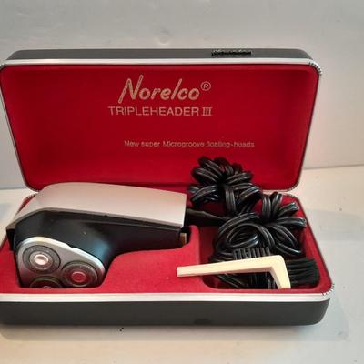 Vintage Razors - Norelco Adjustable Tripleheader III Electric Shaver and Vintage Remington Lektro Blade Mark IV with Case, cord, blades...