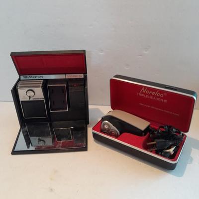 Vintage Razors - Norelco Adjustable Tripleheader III Electric Shaver and Vintage Remington Lektro Blade Mark IV with Case, cord, blades...