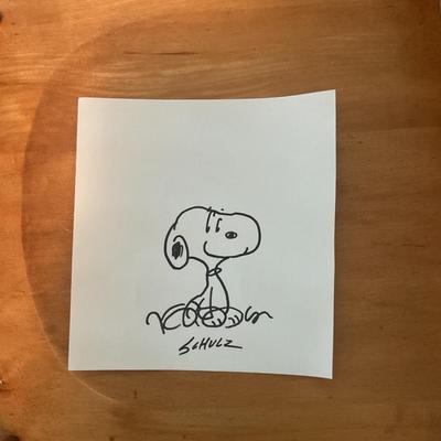 Charles Schulz Signed Peanuts Snoopy Charlie Brown Art Drawing