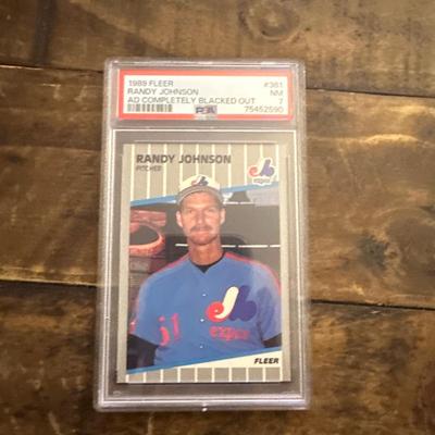 1989 Fleer - Black Scribble Green Halo on Billboard #381 Randy Johnson (RC)