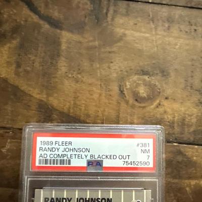 1989 Fleer - Black Scribble Green Halo on Billboard #381 Randy Johnson (RC)