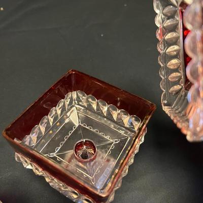 Cranberry Ruby Red Lidded Dish & More Glassware (DR-RG)