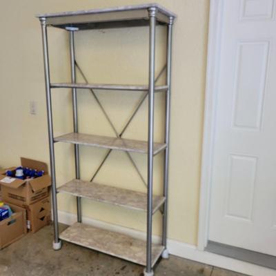 Metal and Faux Marble Shelving Unit (G-DW)