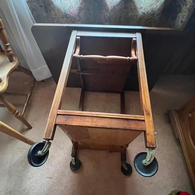 Wooden Rolling/Drop Leaf Tea Cart  (DR-RG)