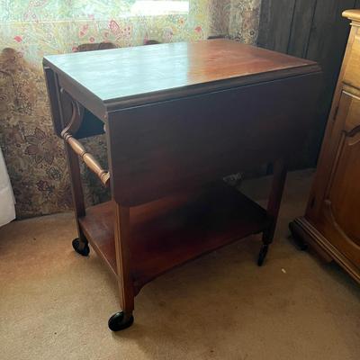 Wooden Rolling/Drop Leaf Tea Cart  (DR-RG)