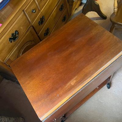 Wooden Rolling/Drop Leaf Tea Cart  (DR-RG)