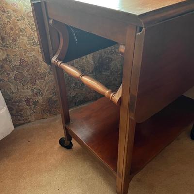 Wooden Rolling/Drop Leaf Tea Cart  (DR-RG)