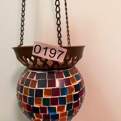 2 Vintage Mosaic Hanging Candle Holders