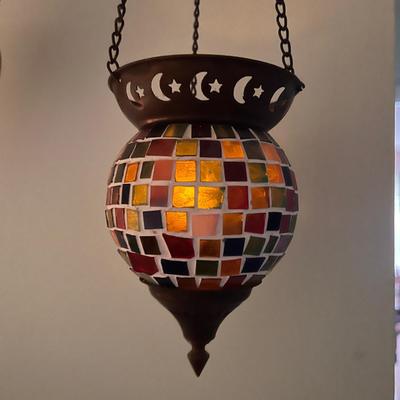 2 Vintage Mosaic Hanging Candle Holders