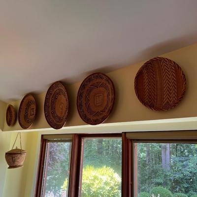 2 Vintage Nigerian Hausa Handwoven Baskets