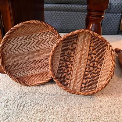 2 Vintage Nigerian Hausa Handwoven Baskets