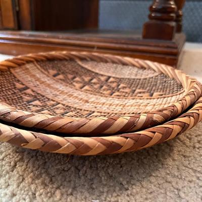 2 Vintage Nigerian Hausa Handwoven Baskets