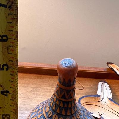 Lot Vintage Carved African Gourd Art