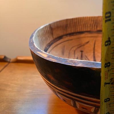 Amazing 15â€ Diam. Hand Carved African Gourd Bowl