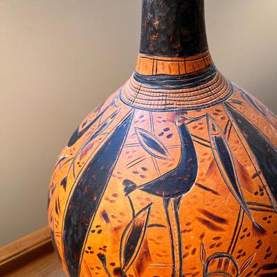 Vintage Hand Carved African Gourd Vase