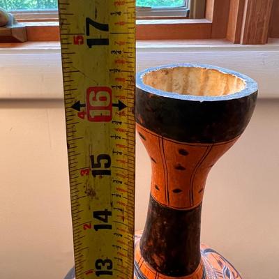 Vintage Hand Carved African Gourd Vase