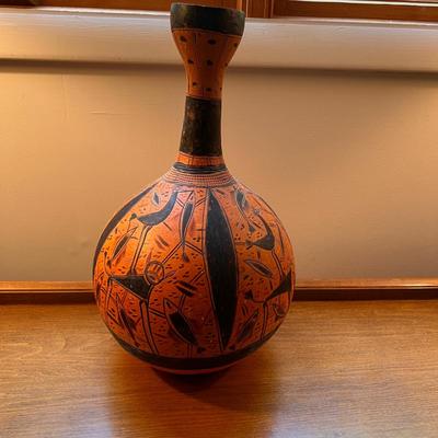 Vintage Hand Carved African Gourd Vase
