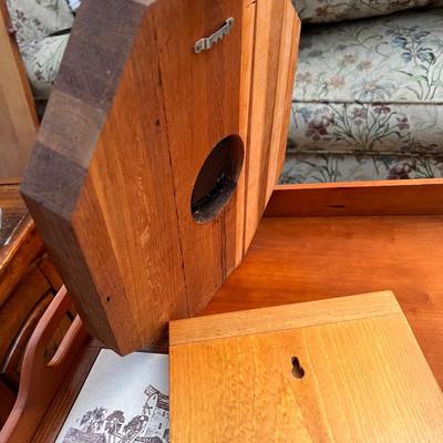 Decorative Vintage Wood Lot - Tray, Art, Clock