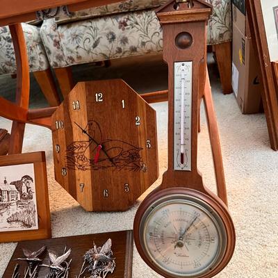 Decorative Vintage Wood Lot - Tray, Art, Clock