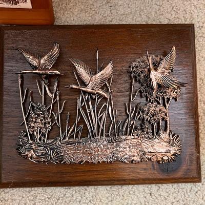 Decorative Vintage Wood Lot - Tray, Art, Clock