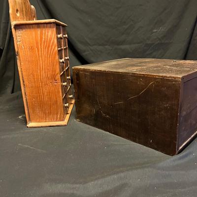 Two Vintage Wooden Organizer Boxes (DR-RG)