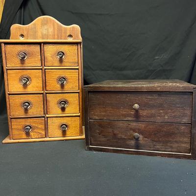 Two Vintage Wooden Organizer Boxes (DR-RG)