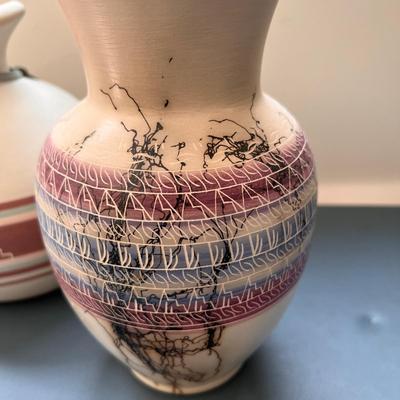 2 Vintage Native American Pottery Vase Pitcher