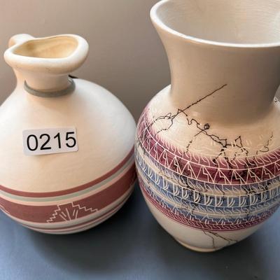 2 Vintage Native American Pottery Vase Pitcher