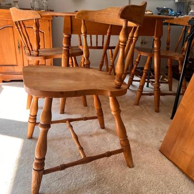 Solid Wood Vintage Kitchen Table, Chairs, Leaf