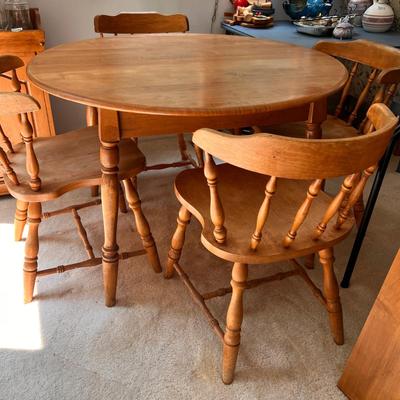 Solid Wood Vintage Kitchen Table, Chairs, Leaf