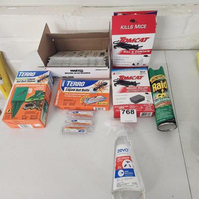 Lot of Household Mice, Bugs, 30 Glue Boards Pads , Terro Ant Bait Stakes Raid Can Full