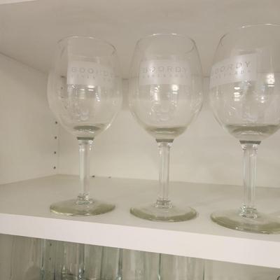 Cabinet Lot Glassware, Corelle Vitrelle  Plates, Bowls,
