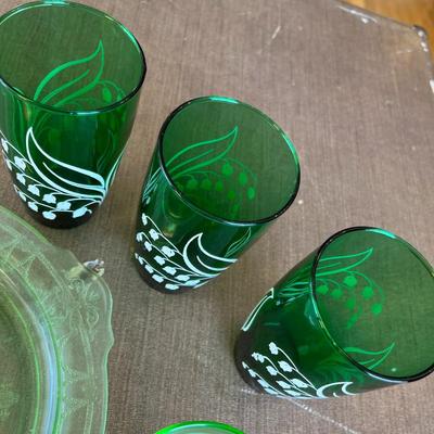 Misc Lot of Green Glass