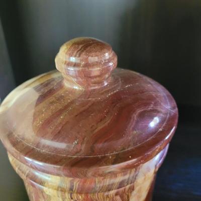 Pair of Marble Lidded Jars (GR-CE)