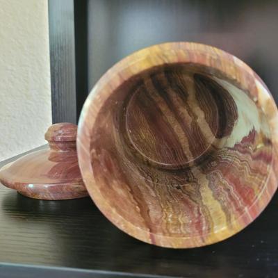 Pair of Marble Lidded Jars (GR-CE)