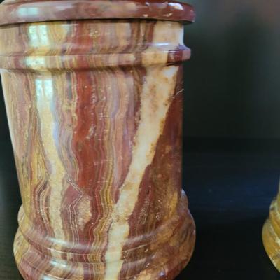 Pair of Marble Lidded Jars (GR-CE)