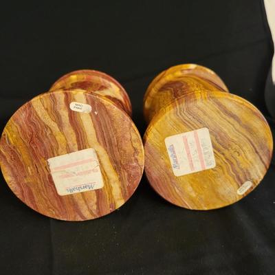 Pair of Marble Lidded Jars (GR-CE)