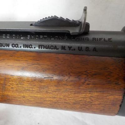 Ithaca Lever action single shot 22 cal. rifle. est. $180 to $400.