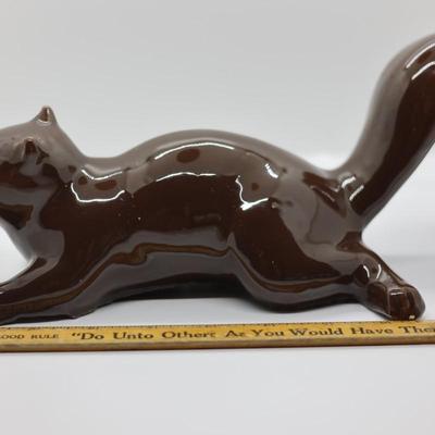 Vintage Brown Glazed Ceramic Squirrel