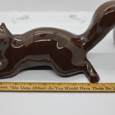 Vintage Brown Glazed Ceramic Squirrel