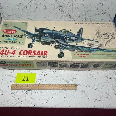 Vintage F4U-4 Corsair Wood Model