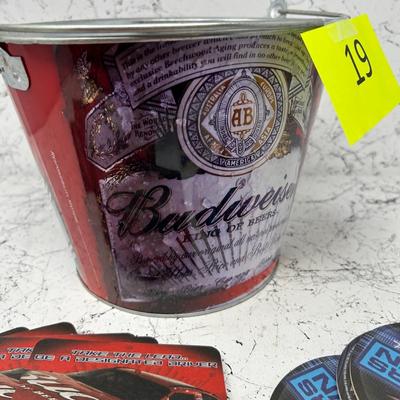 Budweiser Memorabilia Ice Bucket + Coasters