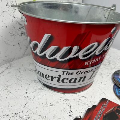 Budweiser Memorabilia Ice Bucket + Coasters