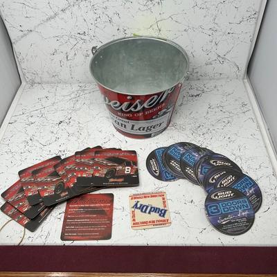 Budweiser Memorabilia Ice Bucket + Coasters