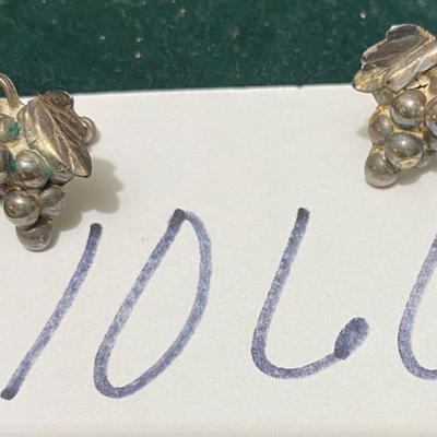 Taxco Silver Grape Clip on Earrings