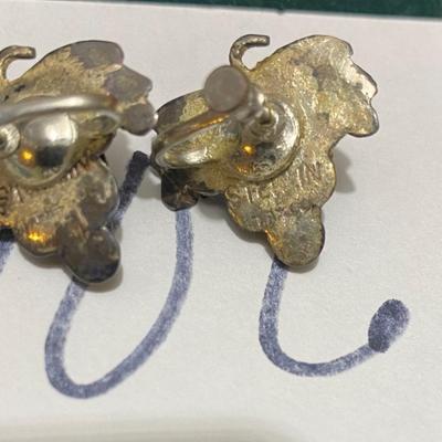 Taxco Silver Grape Clip on Earrings