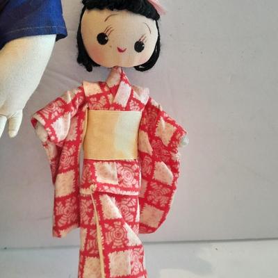 3 Dolls - Tripod mark Chinese doll - Japanese Geisha Doll - Composition Asian Doll