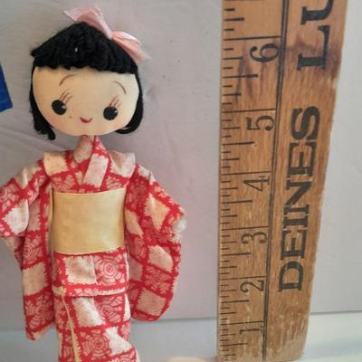 3 Dolls - Tripod mark Chinese doll - Japanese Geisha Doll - Composition Asian Doll